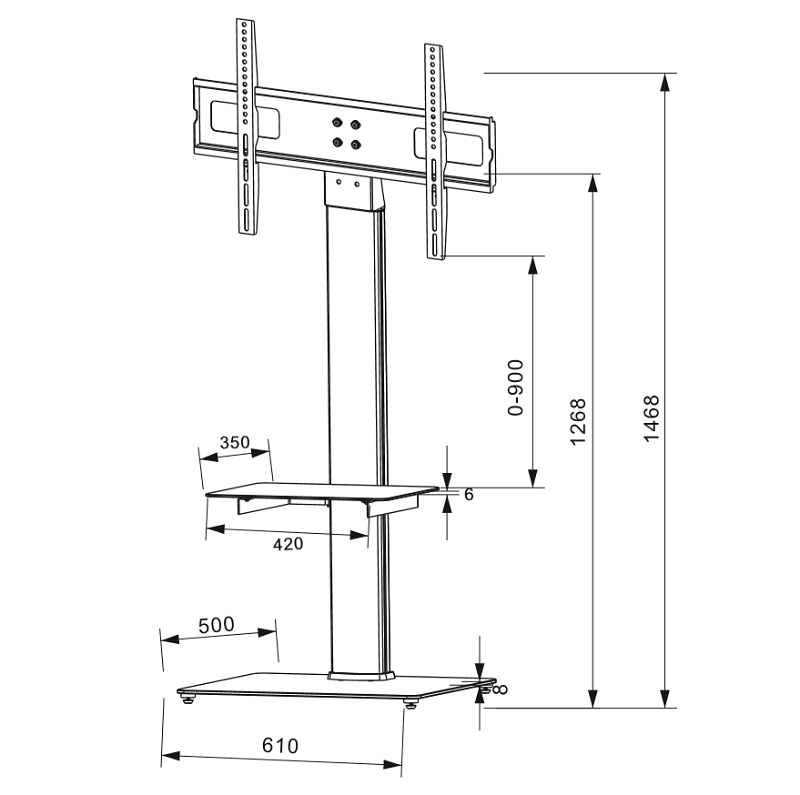 DQ Wall-Support Adrian 2 Móvil - Soporte TV de suelo Gris
