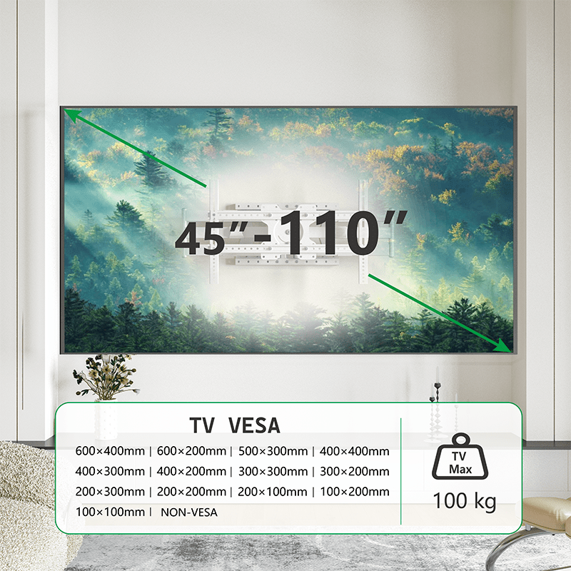 XTRARM Cratos 100 cm doble Rotate VESA 600 - Soporte TV de pared Blanco