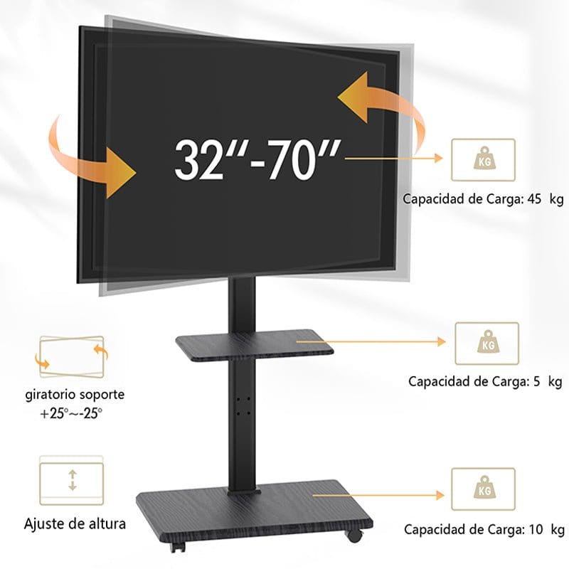 XTRARM Delphos Negro Móvil – Soporte Tv de pie