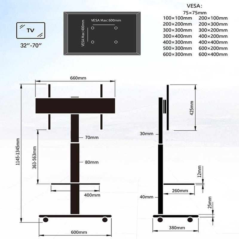 XTRARM Delphos Roble Móvil – Soporte Tv de pie