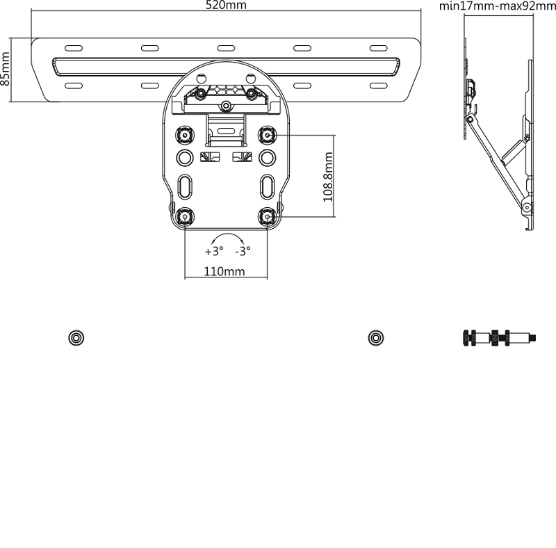 MyWall HL32L Samsung® QLED 1,8 cm Fijo - Soporte de pared Negro