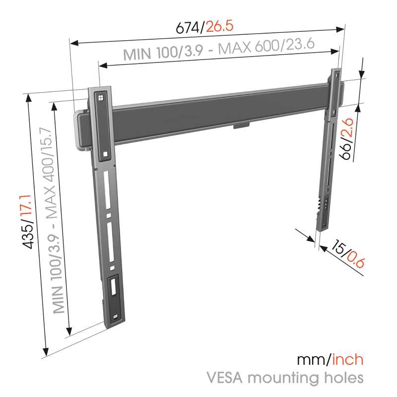 Vogel's TVM 5605 Vaste tv-beugel 40 -100 inch platinumgrijs