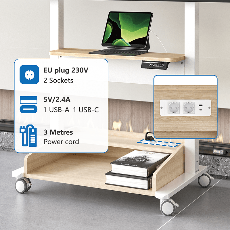 DQ Wall-Support Zelos blanco Móvil – Soporte Tv de pie eléctrico