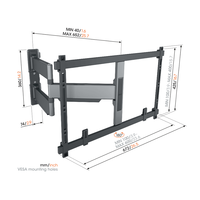 Vogel's TVM 5645 Draaibare tv-beugel 40 -77 inch platinumgrijs