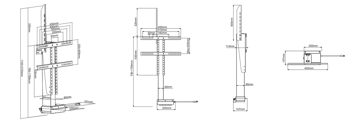 DQ Wall-Support Ares 1000 L - Ascensor TV electrico