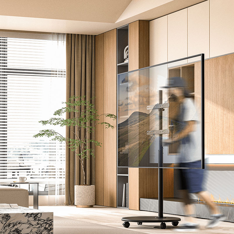 XTRARM Arius - Soporte TV de suelo Negro