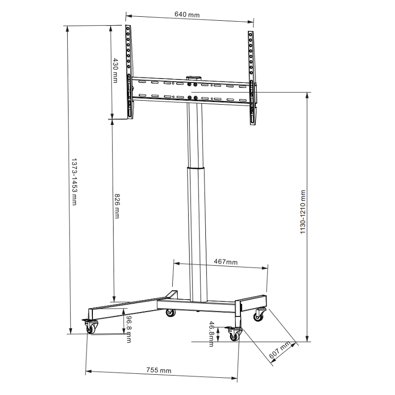 DQ Wall-Support Artem Móvil Negro – Soporte Tv de suelo