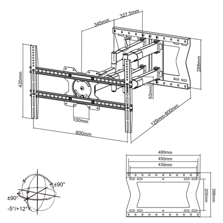 XTRARM Cratos 80 cm doble Rotate VESA 600 - Soporte TV de pared Blanco