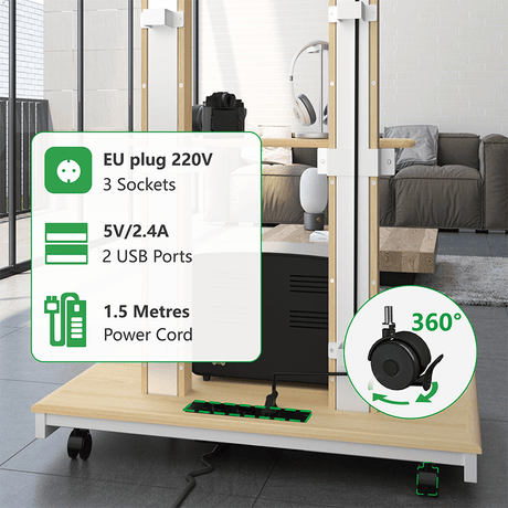 XTRARM Duolite blanco/haya Móvil – Soporte Tv de pie eléctrico