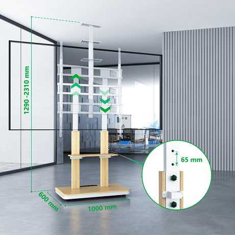 XTRARM Duolite blanco/haya – Soporte Tv de pie Manual