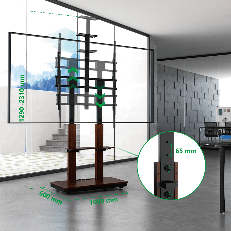 XTRARM Duolite negro/nogal – Soporte Tv de pie Manual