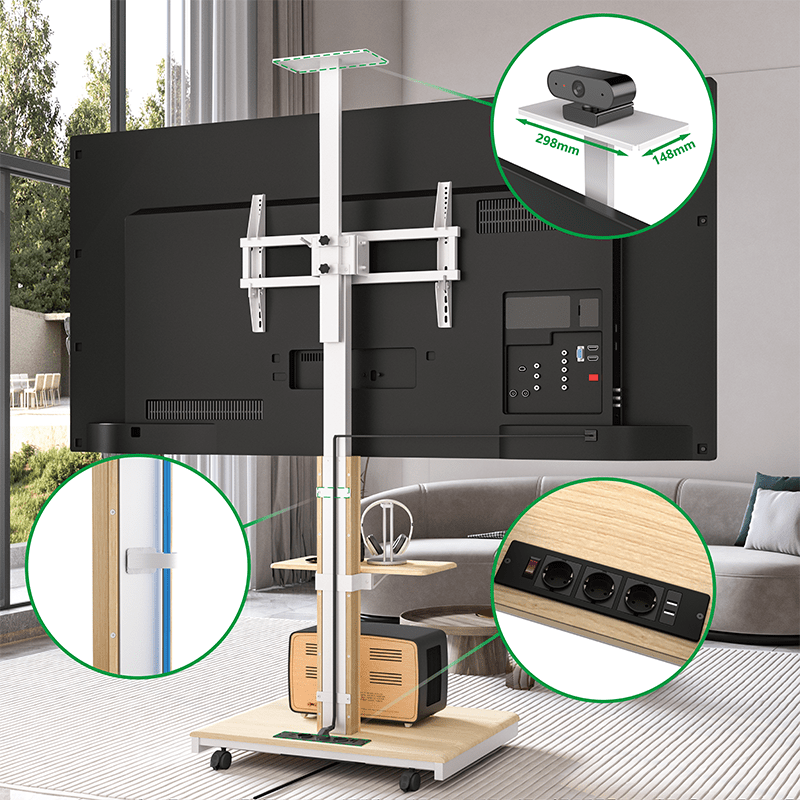 XTRARM Elite blanco/haya Móvil – Soporte Tv de pie eléctrico