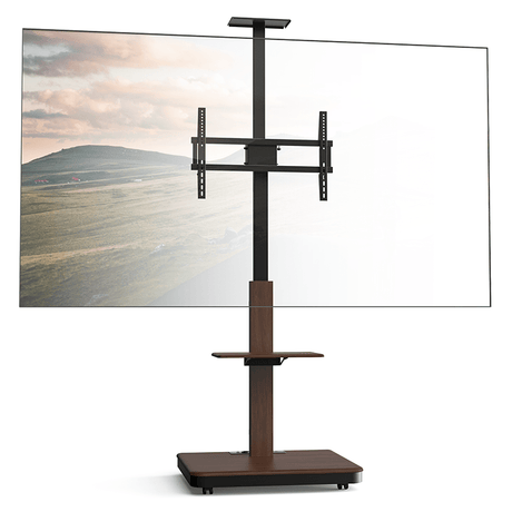 XTRARM Elite zwart/walnoot Mobiel – Elektrisch staand tv-meubel
