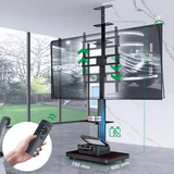 XTRARM Elite zwart/walnoot Mobiel – Elektrisch staand tv-meubel