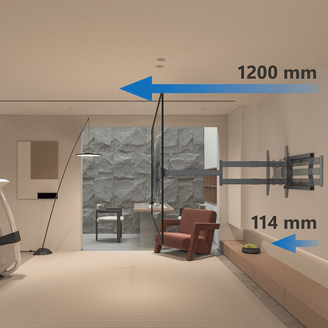 DQ Wall-Support Hercules 2.0 120 cm Flex VESA 400 - Soporte TV de pared Negro