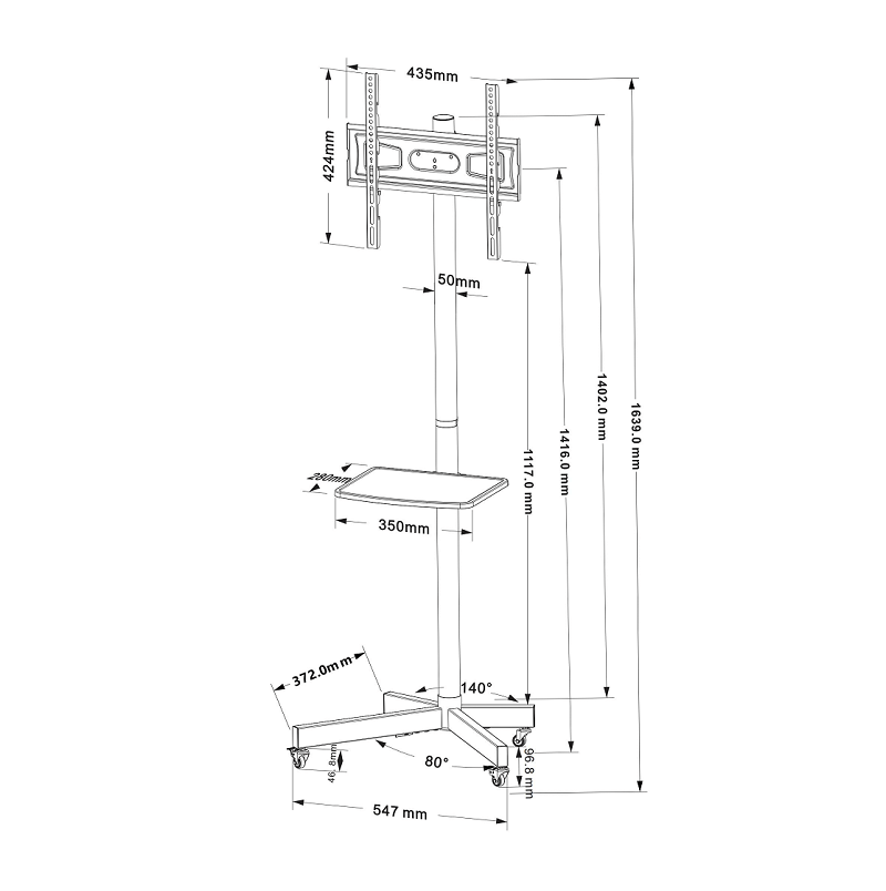 DQ Wall-Support Nyna Móvil Negro – Soporte Tv de suelo