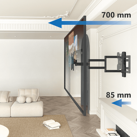DQ Wandsteun Rotate XL 70 cm Draaibaar TV-meubel - Wand TV-meubel Zwart