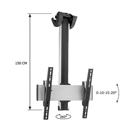 Vogel's Professional SET CT 1564 150 cm 360° Giratorio - Soporte TV de Techo Gris/Negro