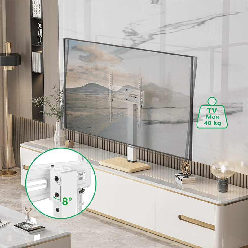 XTRARM TS1025 - Soporte TV roble blanco de mesa