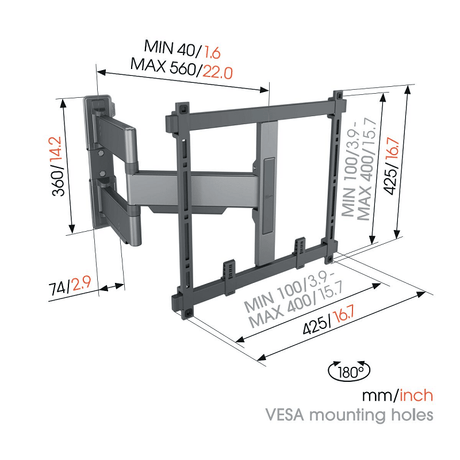 Vogel's TVM 5445 Draaibare tv-beugel 32 -65 inch platinumgrijs