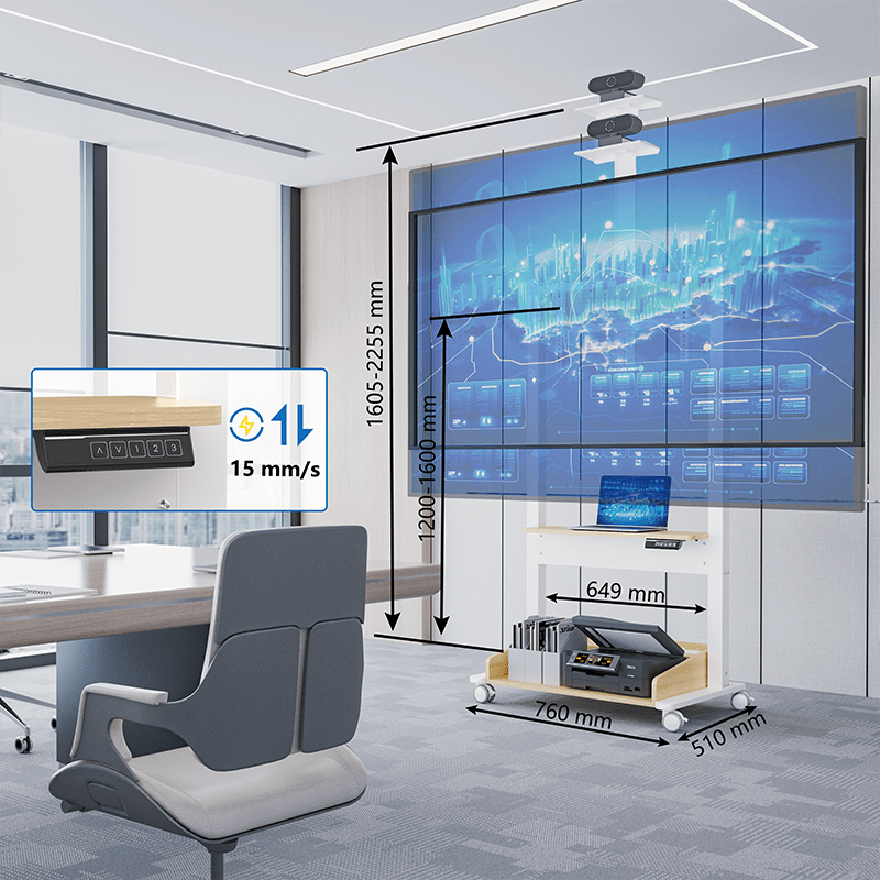 DQ Wall-Support Zelos blanco Móvil – Soporte Tv de pie eléctrico