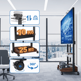 DQ Wall-Support Zelos nogal negro Móvil – Soporte Tv de pie eléctrico