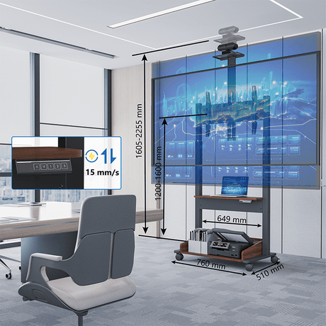 DQ Wall-Support Zelos nogal negro Móvil – Soporte Tv de pie eléctrico